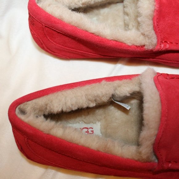 NIB UGG‎ MEN'S ASCOT SUEDE UGGPURE LINED SLIP ON SLIPPERS RED - Picture 3 of 8